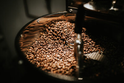 coffee roasting machine making fresh coffee
